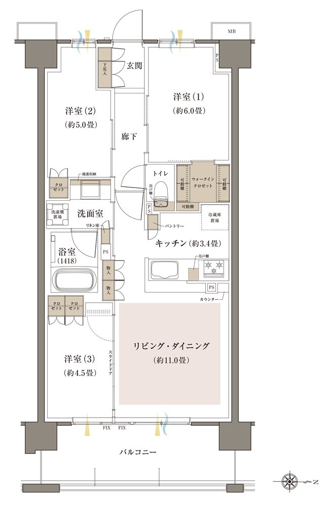 Brillia(ブリリア) 八王子 River Terrace 間取り G3 Type