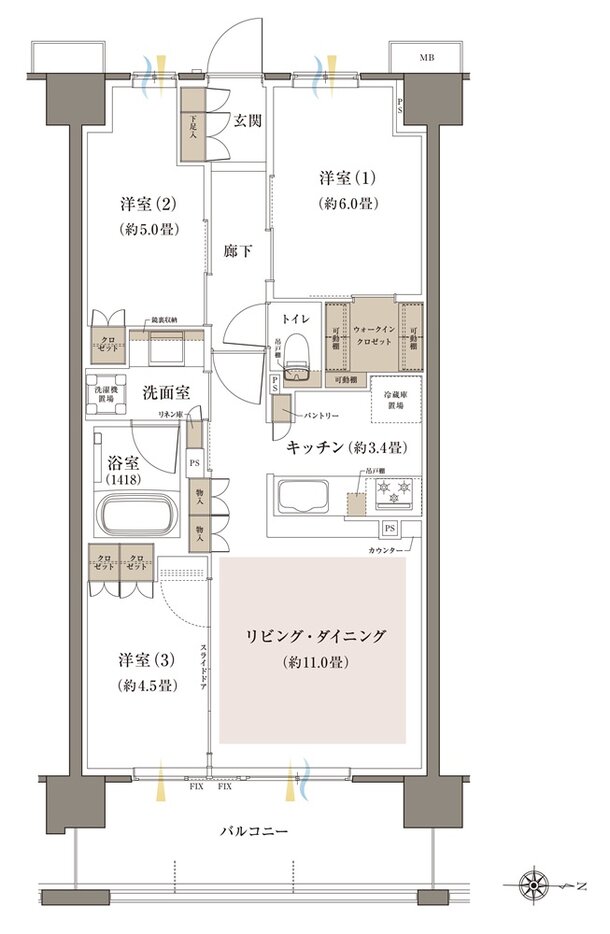 Brillia(ブリリア) 八王子 River Terrace 間取り G3 Type