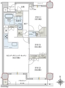レ・ジェイド奈良三条通り 間取り E type
