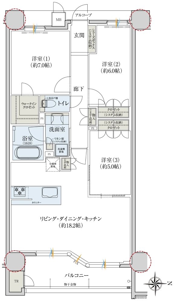 レ・ジェイド奈良三条通り 間取り H type