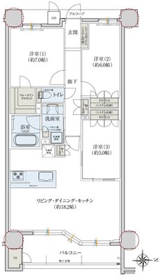 レ・ジェイド奈良三条通り 間取り H type