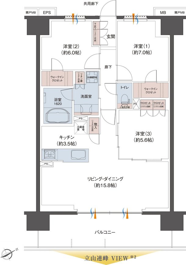 レーベン富山駅北VISIONISTA 間取り D type