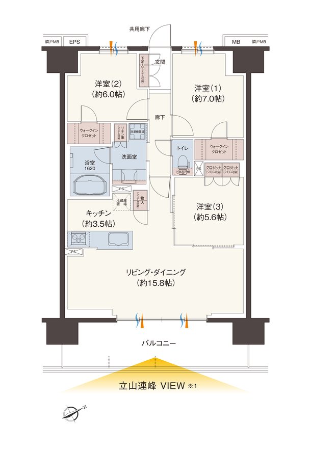 レーベン富山駅北VISIONISTA 間取り D type