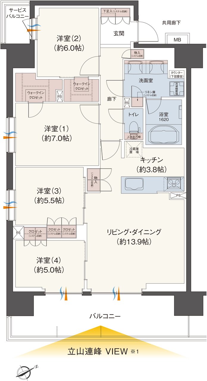 レーベン富山駅北VISIONISTA 間取り F type