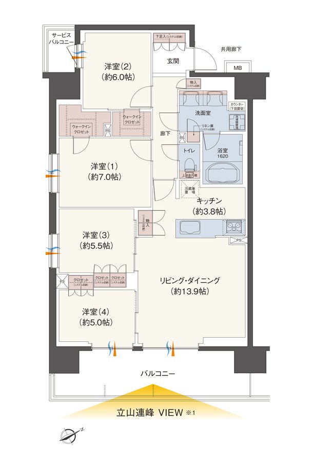 レーベン富山駅北VISIONISTA 間取り F type