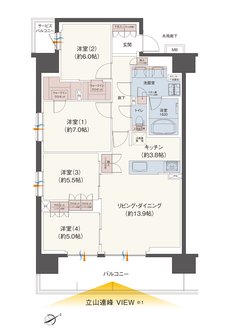 レーベン富山駅北VISIONISTA 間取り F type