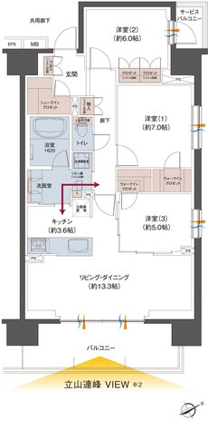 レーベン富山駅北VISIONISTA 間取り A type