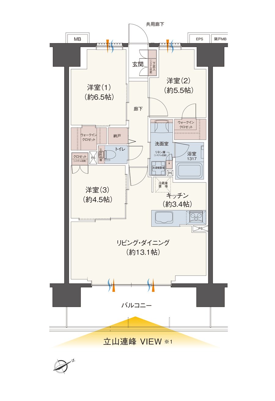 レーベン富山駅北VISIONISTA 間取り B type