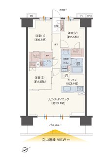 レーベン富山駅北VISIONISTA 間取り B type