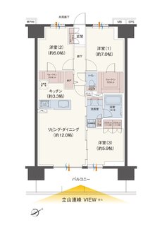 レーベン富山駅北VISIONISTA 間取り E type
