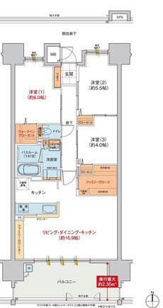 ヴェルディ・ステーションテラス阿品 間取り C TYPE（2〜20階）