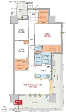 ヴェルディ・ステーションテラス阿品 間取り E TYPE（2〜20階）
