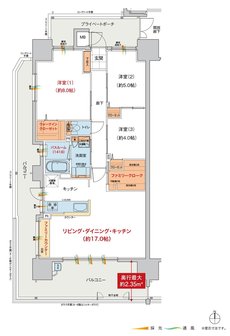ヴェルディ・ステーションテラス阿品 間取り A type（4〜20階）