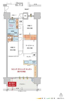 ヴェルディ・ステーションテラス阿品 間取り B1 type（2〜6階）