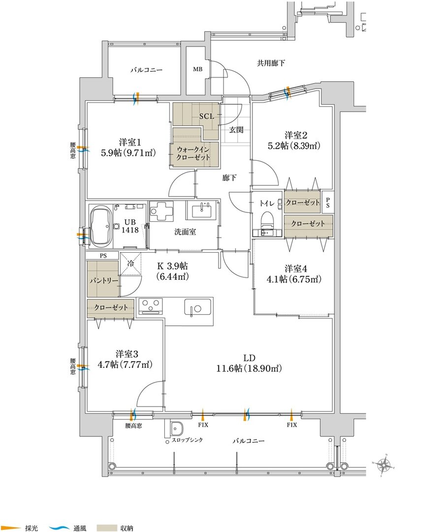 グリーンヒル南大分グランレガート 間取り A type