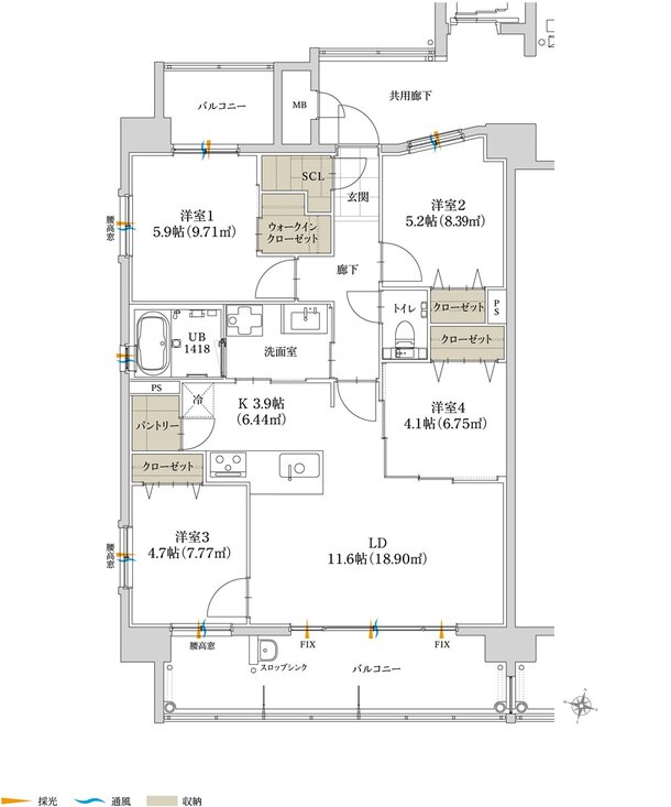 グリーンヒル南大分グランレガート 間取り A type