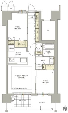 ロイヤルガーデン本町一丁目 間取り 58-C TYPE