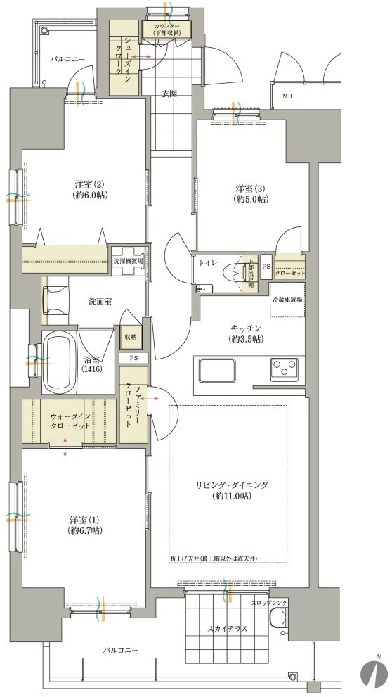 ロイヤルガーデン本町一丁目 間取り 75-A TYPE