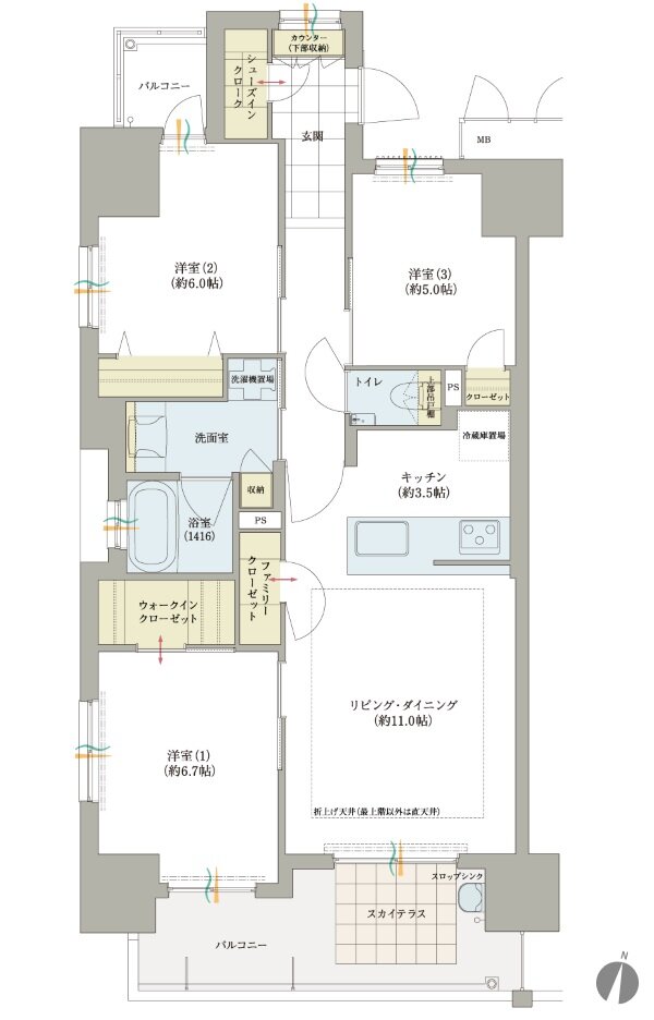ロイヤルガーデン本町一丁目 間取り 75-A TYPE