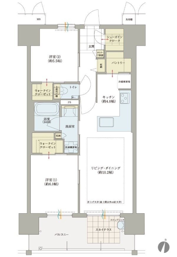 ロイヤルガーデン本町一丁目 間取り 62-B TYPE