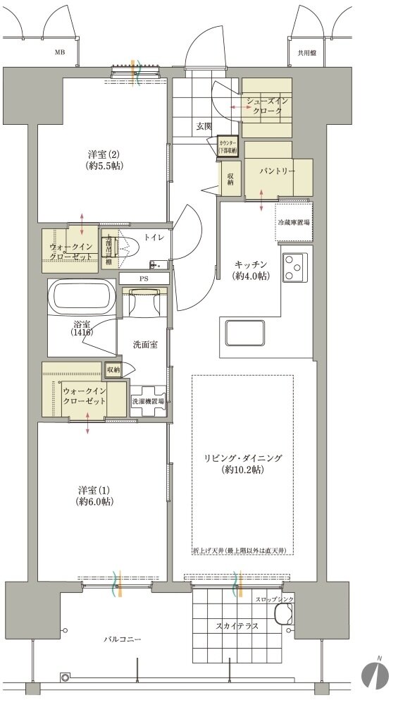 ロイヤルガーデン本町一丁目 間取り 62-B TYPE