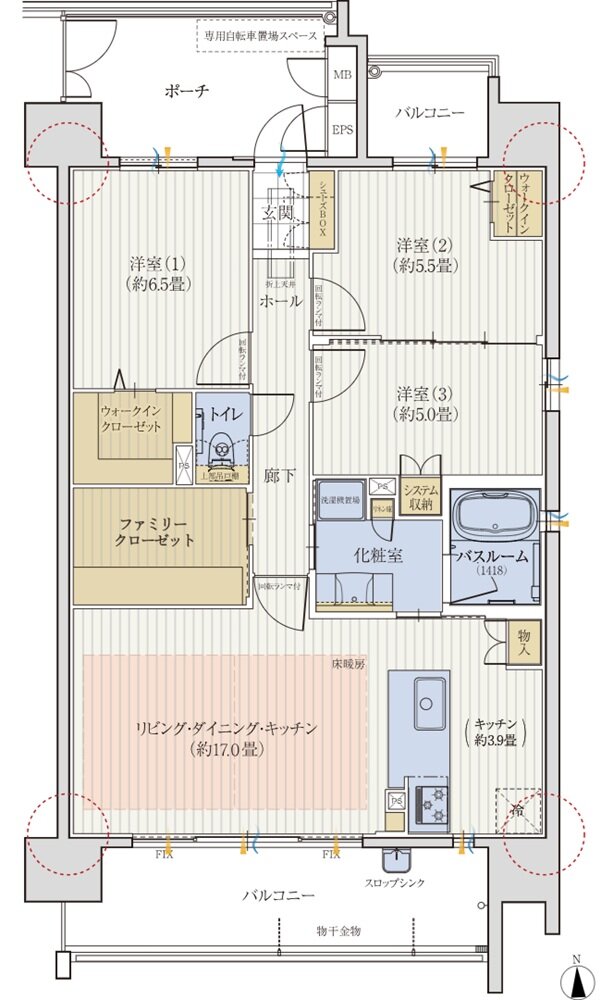 モアグレース西岐阜ステーションプレミア 間取り D type ＜セレクトプラン＞