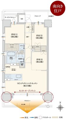 サンメゾン新田辺駅前 間取り E type