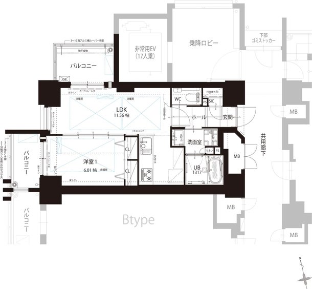 THE HOUSE 小倉駅 間取り A TYPE [3～10F]