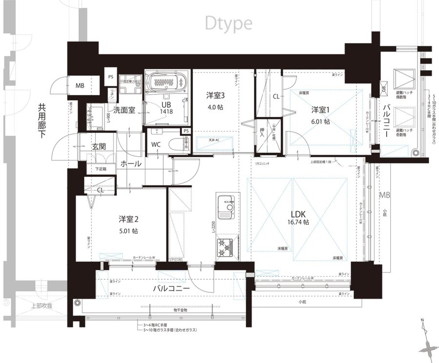 THE HOUSE 小倉駅 間取り C TYPE [3～10F]