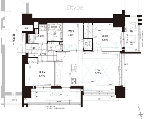THE HOUSE 小倉駅 間取り C TYPE [3～10F]
