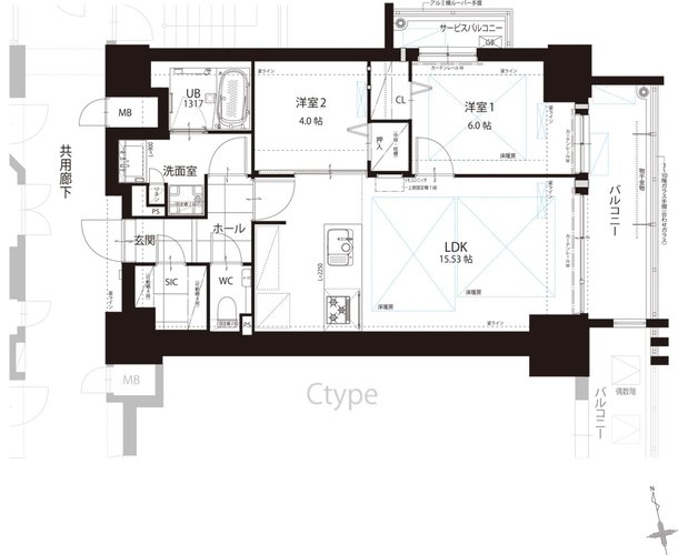 THE HOUSE 小倉駅 間取り D TYPE [3～10F]