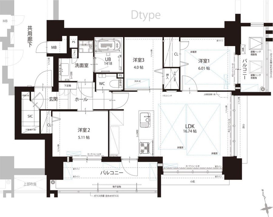 THE HOUSE 小倉駅 間取り F TYPE[11～17F]