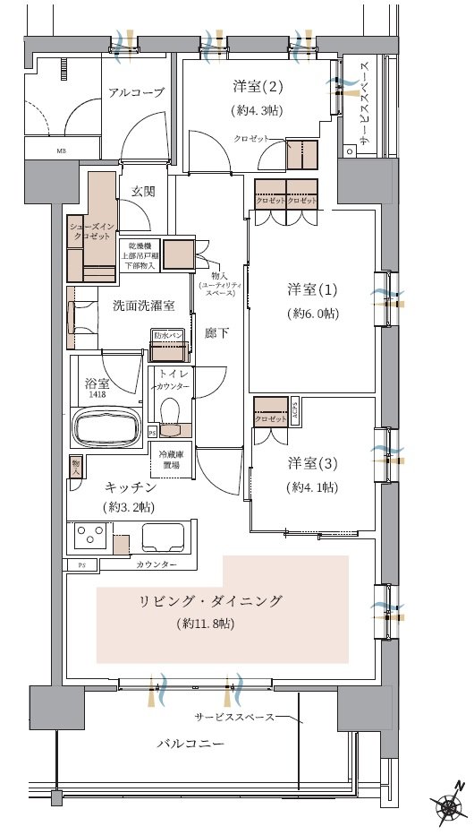ジオ東灘青木 間取り I TYPE