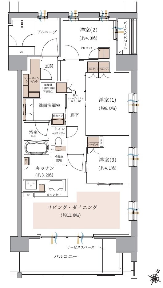 ジオ東灘青木 間取り I TYPE