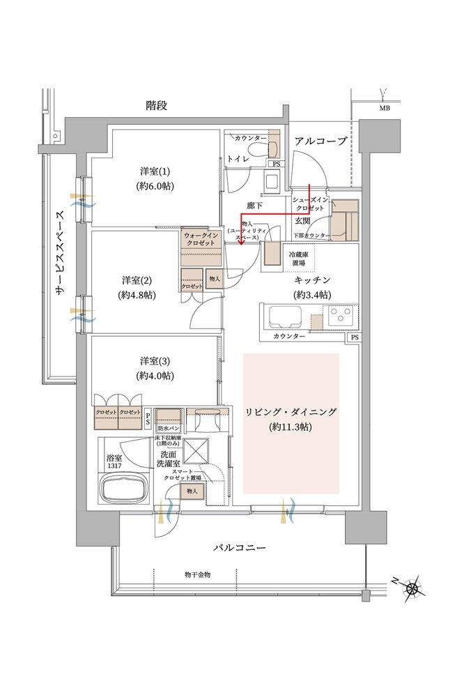 ジオ東灘青木 間取り A type MENU1