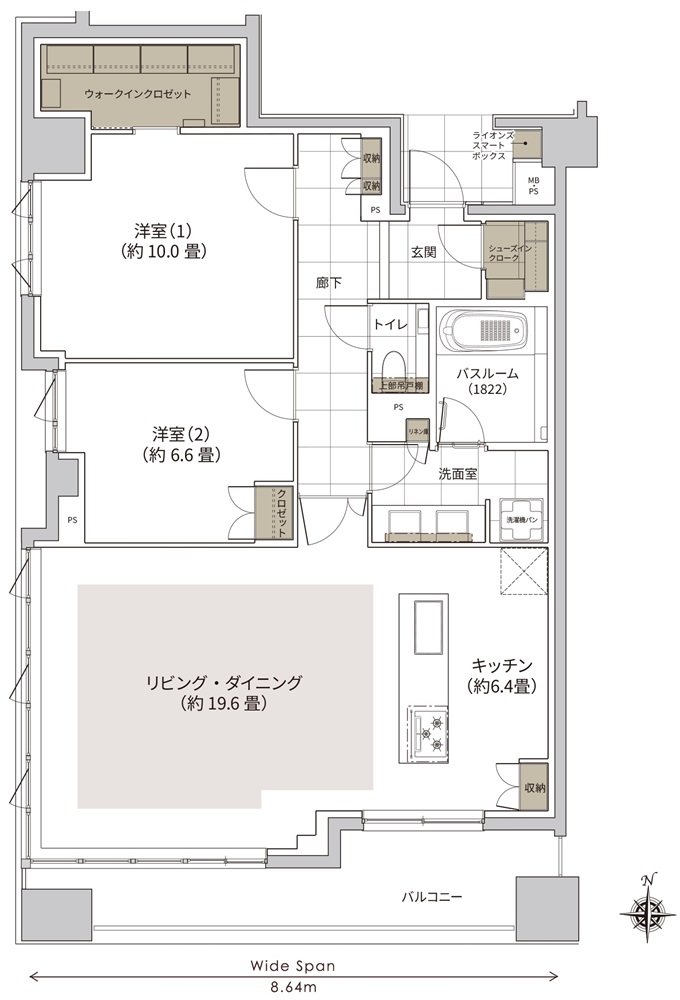 ザ・ライオンズ大濠公園レジデンス 間取り F2 TYPE