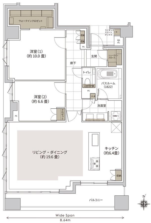 ザ・ライオンズ大濠公園レジデンス 間取り F2 TYPE