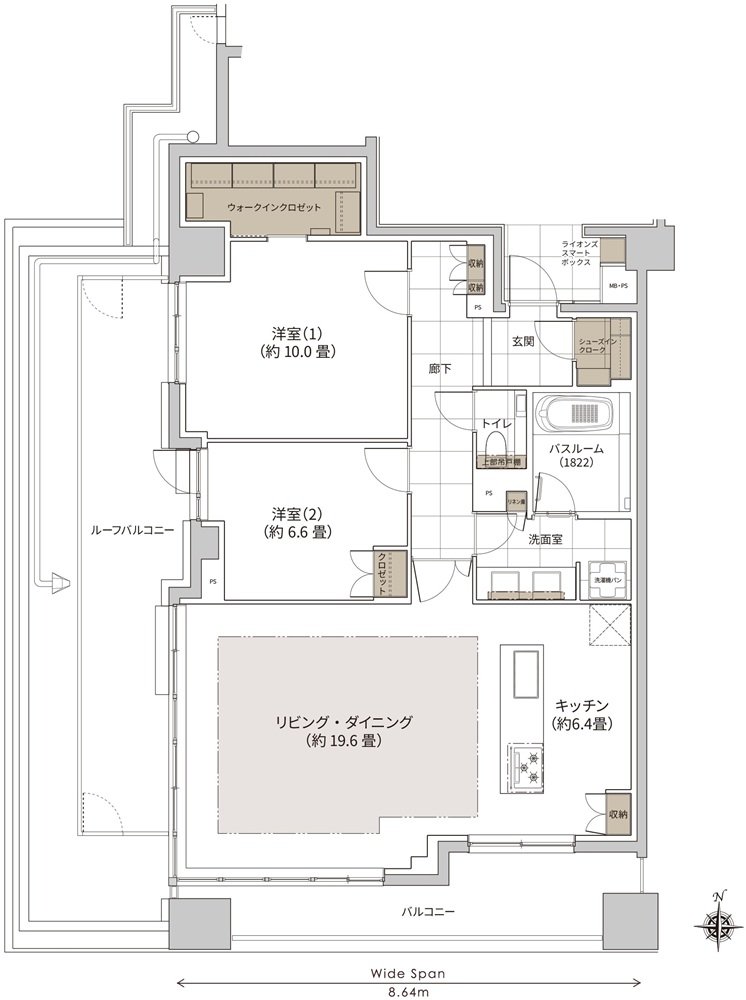 ザ・ライオンズ大濠公園レジデンス 間取り F1 TYPE