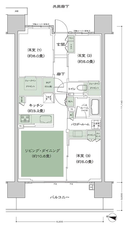 シティハウス大宮氷川 間取り B'b type