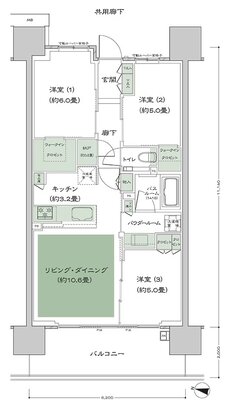 シティハウス大宮氷川 間取り B'b type