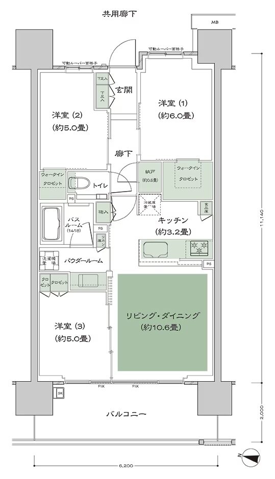 シティハウス大宮氷川 間取り Bb-1 type