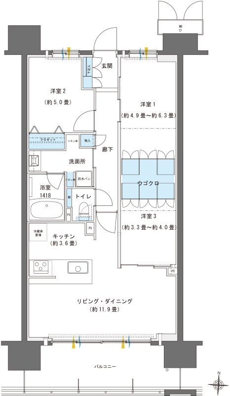 ブランシエラ南洲門前通り 間取り H TYPE