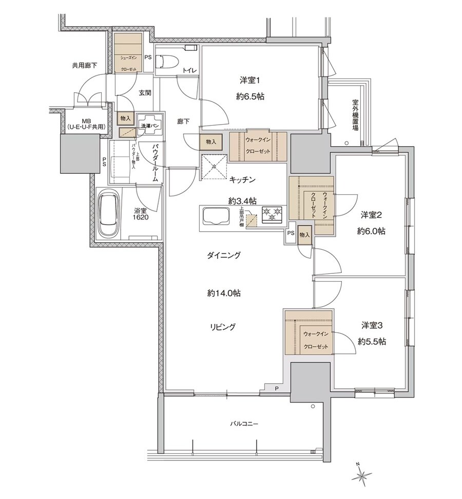 ザ・上通並木坂レジデンス 間取り U-E type