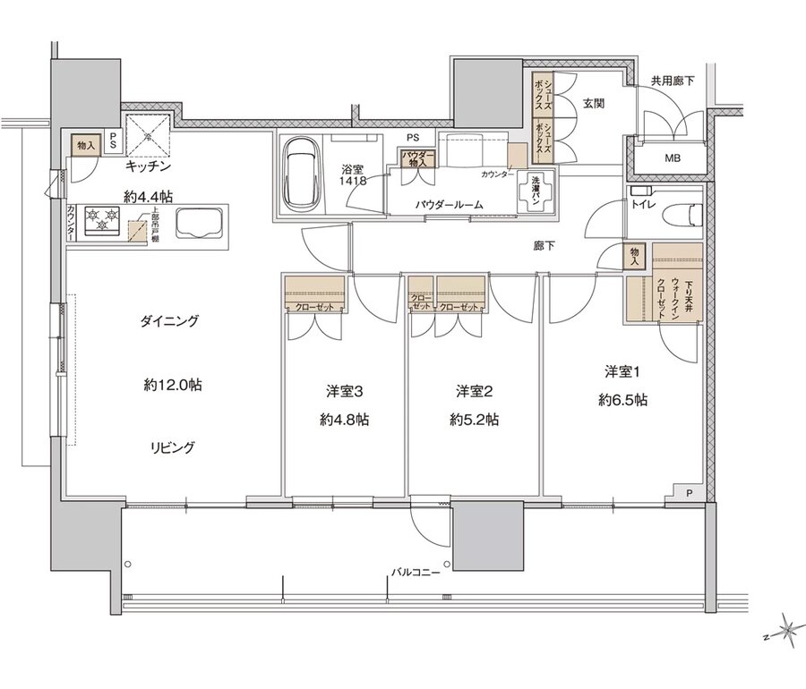 ザ・上通並木坂レジデンス 間取り U-J type