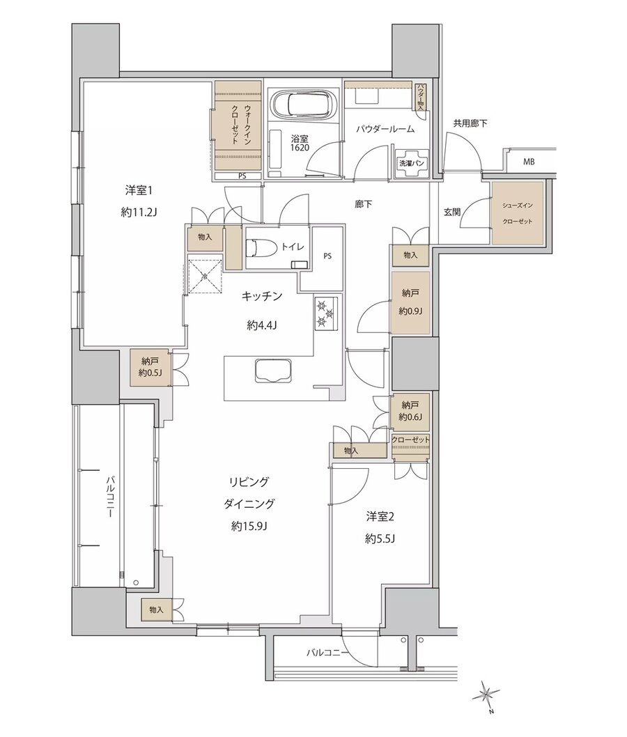 ザ・上通並木坂レジデンス 間取り E-F type