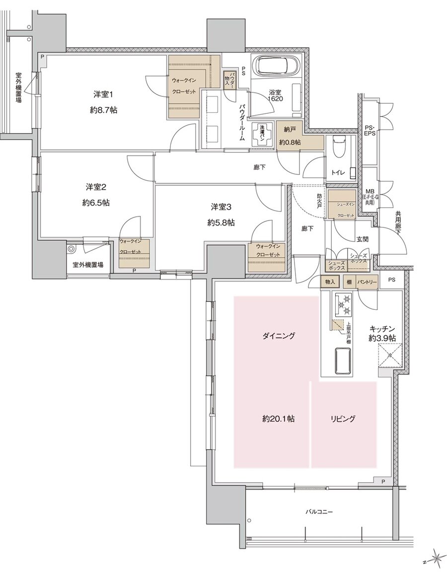 ザ・上通並木坂レジデンス 間取り E-G type