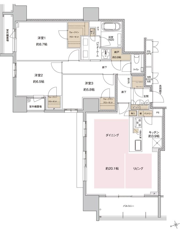 ザ・上通並木坂レジデンス 間取り E-G type