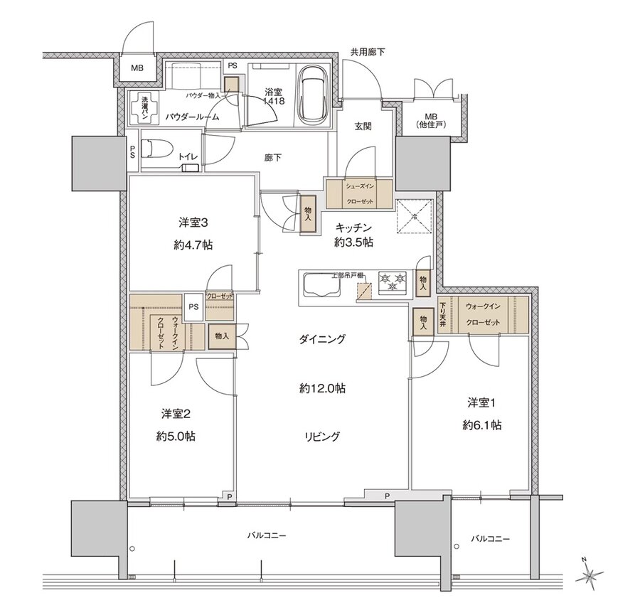 ザ・上通並木坂レジデンス 間取り U-D type