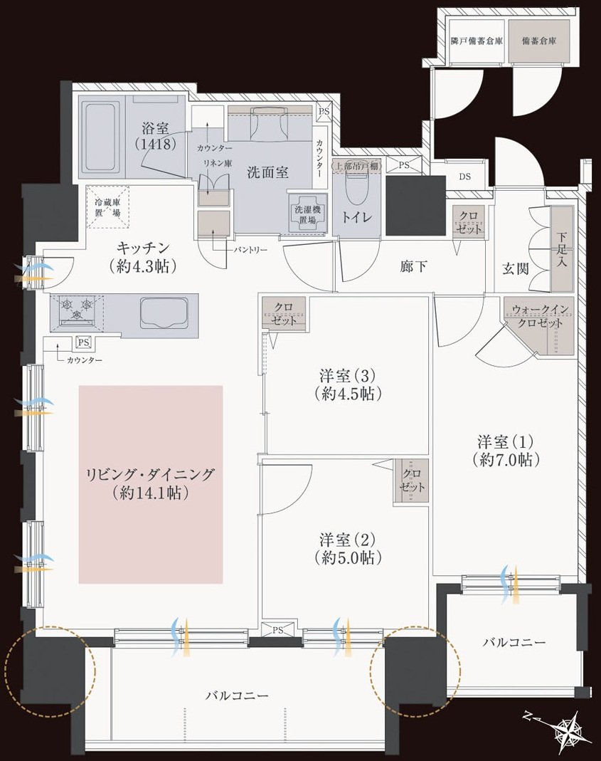 レーベン月寒中央 LEGEND ONE 間取り B type