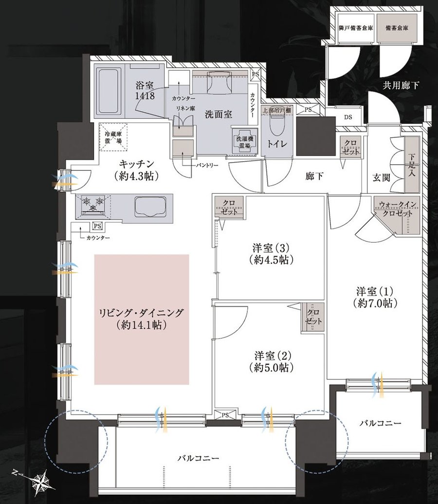 レーベン月寒中央 LEGEND ONE 間取り B type